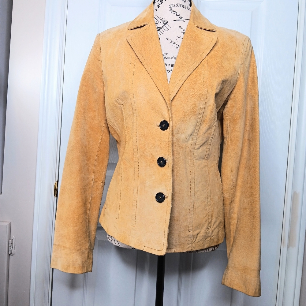 Anne Klein Women's Tan Suede Blazer Tailored Jacket Size S